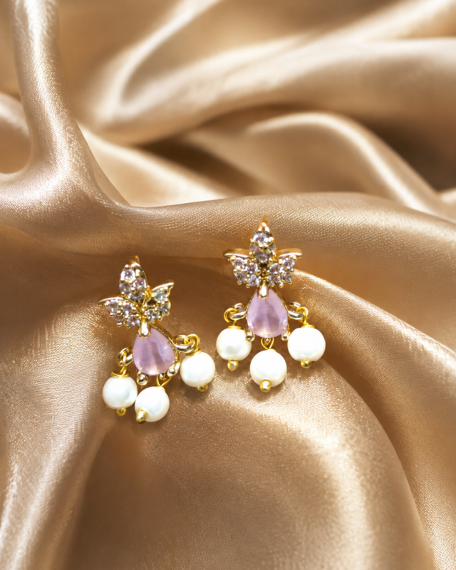 Stone Drop Earring or Teardrop Pearl Hanging Earring
