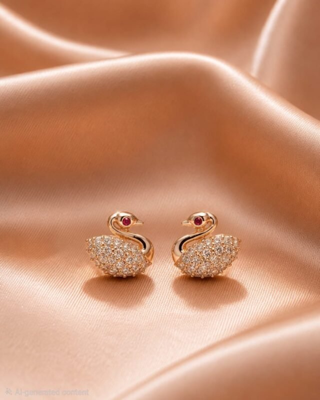 Swan Design CZ Stud Earrings