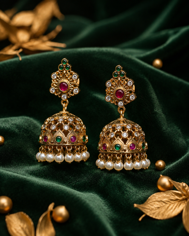 Royal Multicolor kundan Jhumka